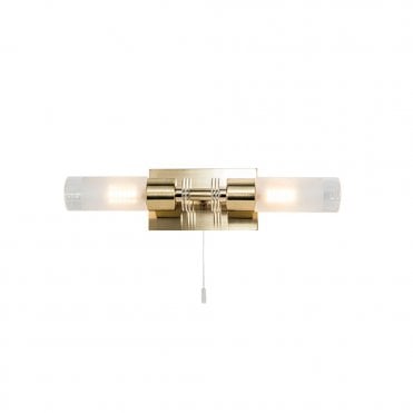 Saturn 2 Light Bathroom Wall Light Satin Brass