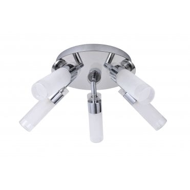 Saturn 5 Light Bathroom Ceiling Light Polished Chrome