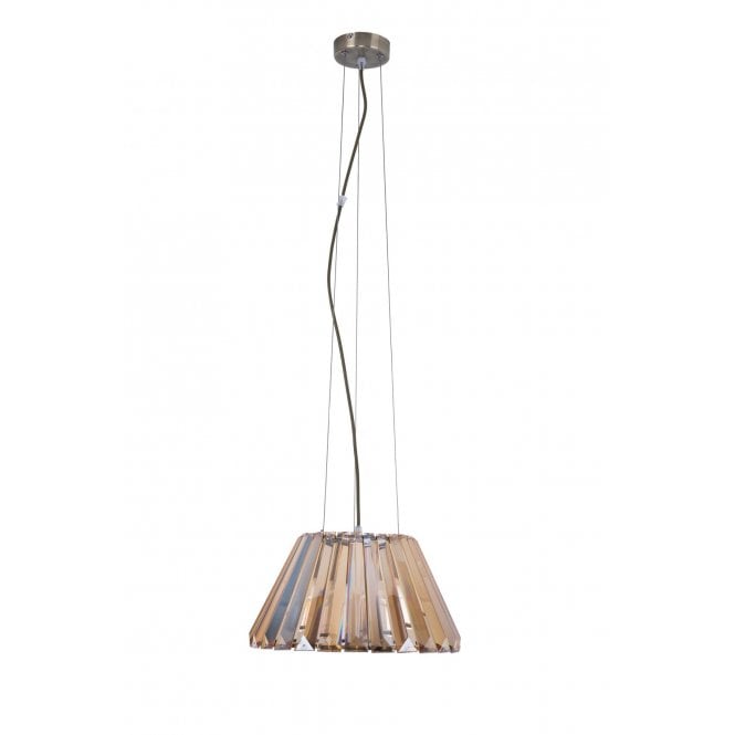 Magnalux Senza 1 Light Antique Brass, Amber Crystal Pendant