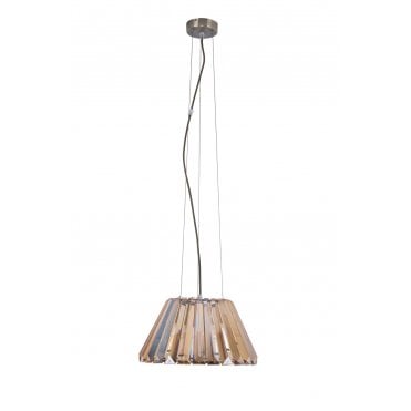 Senza 1 Light Antique Brass, Amber Crystal Pendant