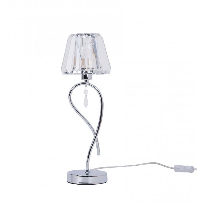Magnalux Senza 1 Light Polished Chrome Table Lamp with Crystal Shade