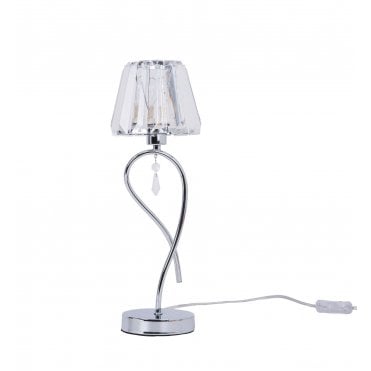 Senza 1 Light Polished Chrome Table Lamp with Crystal Shade