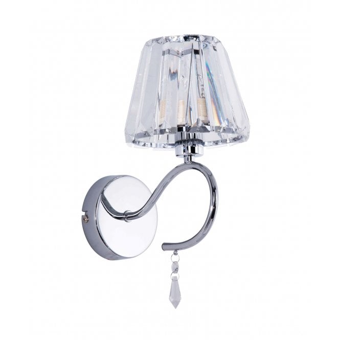 Magnalux Senza 1 Light Polished Chrome Wall Light with Crystal Shade