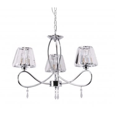 Senza 3 Light Polished Chrome with Crystal Shades