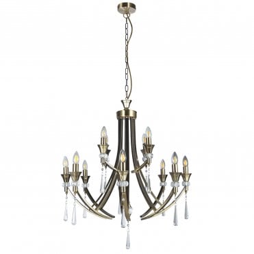 Sophia 12 Light Crystal Ceiling Light Antique Brass
