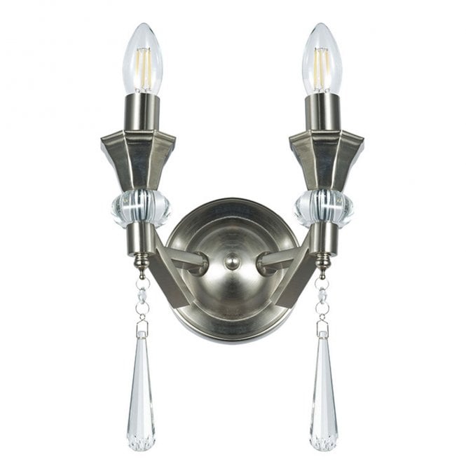 Magnalux Sophia 2 Light Crystal Wall Light Satin Chrome