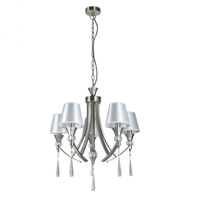 Magnalux Sophia 5 Light Crystal Ceiling Light Satin Chrome