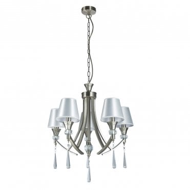 Sophia 5 Light Crystal Ceiling Light Satin Chrome