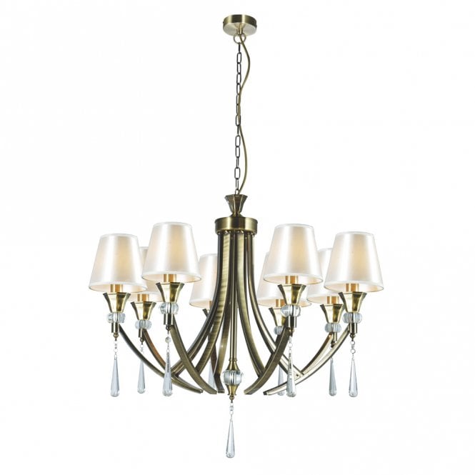 Magnalux Sophia 8 Light Crystal Ceiling Light Antique Brass