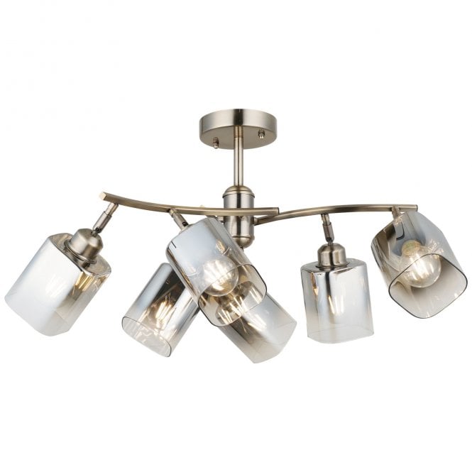 Magnalux Taylor 6 Light Antique Brass Semi Flush