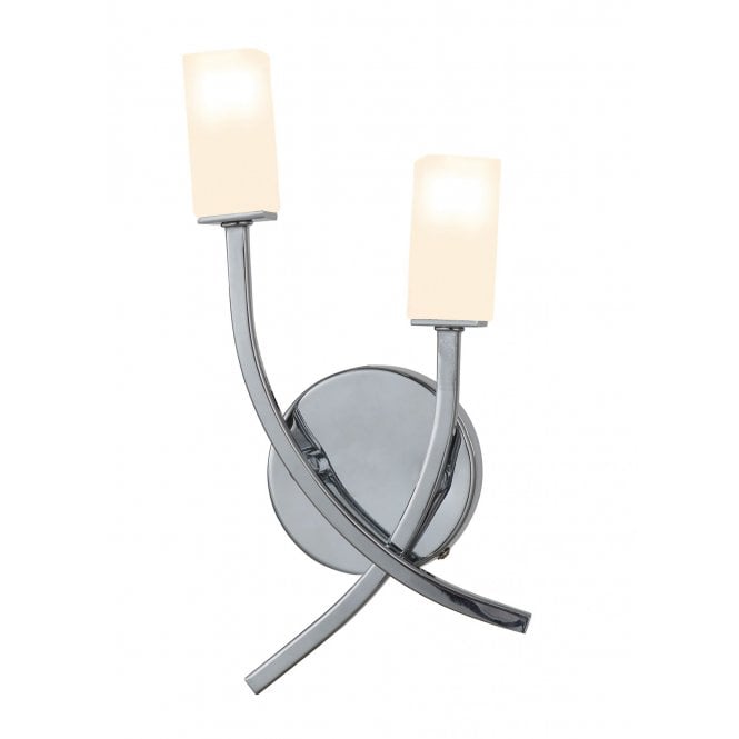 Magnalux Topaz 2 Light Polished Chrome Wall Light c/w Square Glass