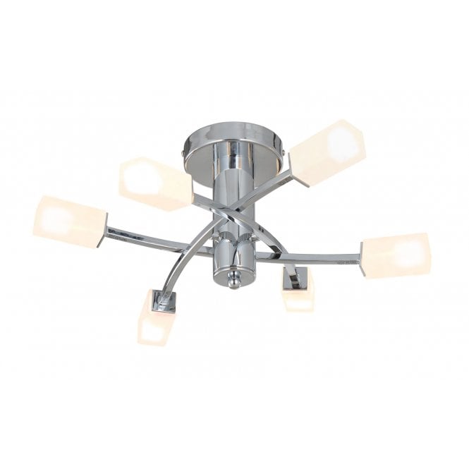 Magnalux Topaz 6 Light Polished Chrome c/w Square Glass