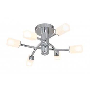 Topaz 6 Light Polished Chrome c/w Square Glass