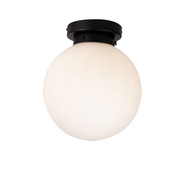 Magnalux Vanity 1 Light Flush Matt Black with Opal Ball