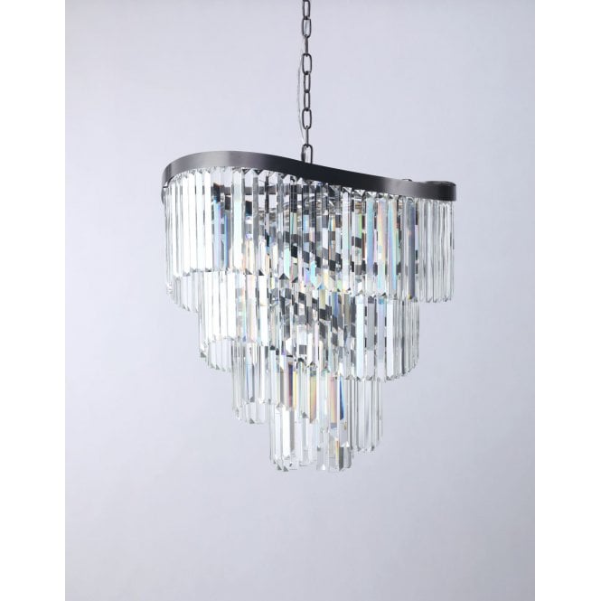 Magnalux Waverly 12  Light Crystal Pendant Brushed Black Chrome