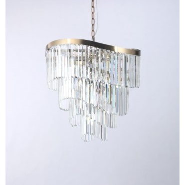 Waverly 12  Light Crystal Pendant Satin Brass