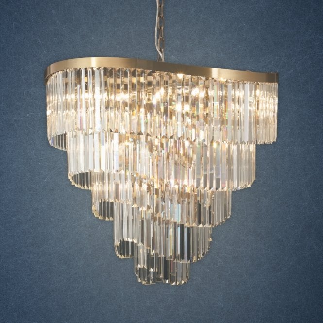 Magnalux Waverly 16 Light Crystal Pendant Satin Brass