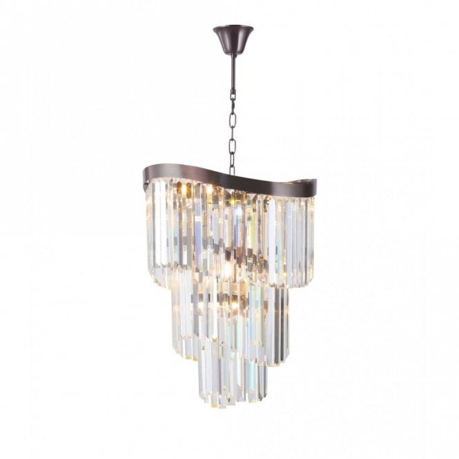 Magnalux Waverly 6 Light Crystal Pendant Brushed Black Chrome