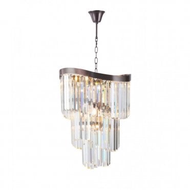 Waverly 6 Light Crystal Pendant Brushed Black Chrome