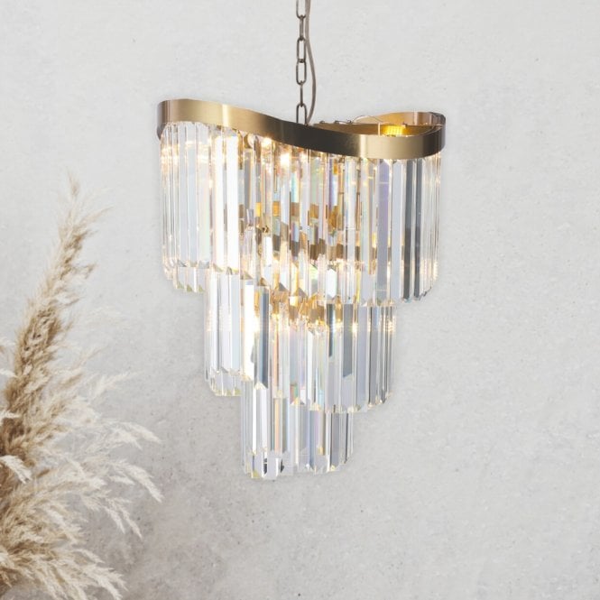 Magnalux Waverly 6 Light Crystal Pendant Satin Brass