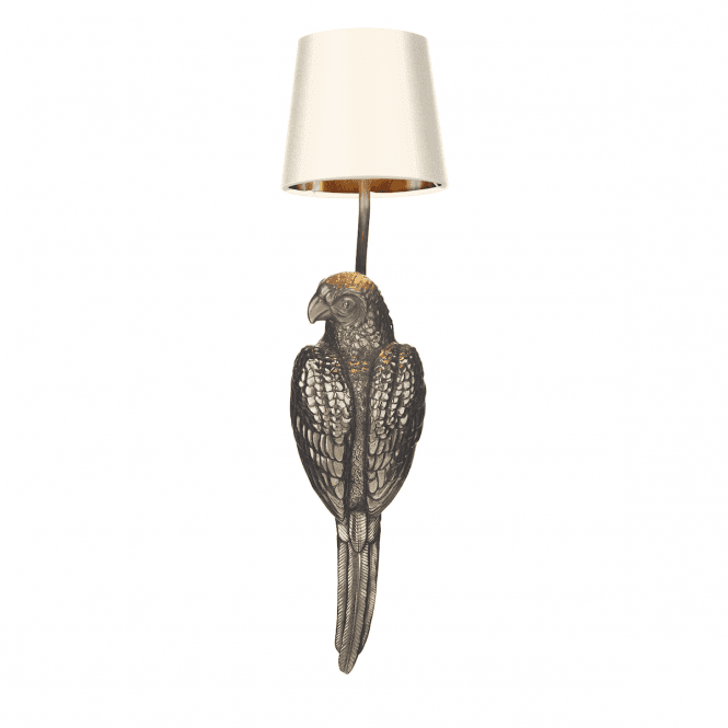 Parrot 1 Light Wall Light Left Bronze With Pannacotta/Bronze Satin Shade