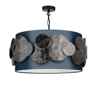 Planet 4 light shaded pendant shown with Poseidonshade / white inner