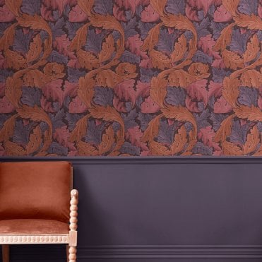 William Morris at Home Acanthus Plum Wallpaper 124223