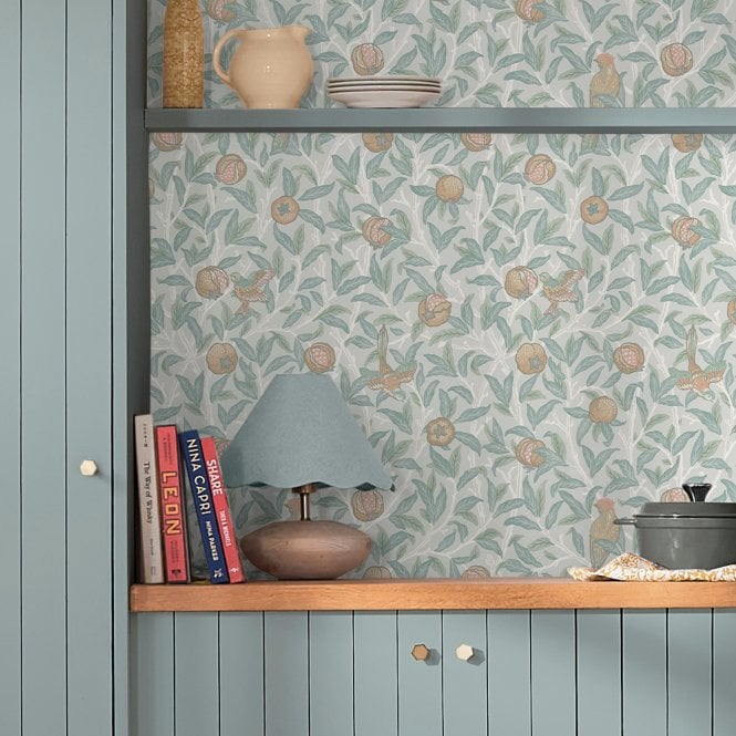 William Morris at Home  Bird & Pomegranate Duck Egg  Wallpaper 124261