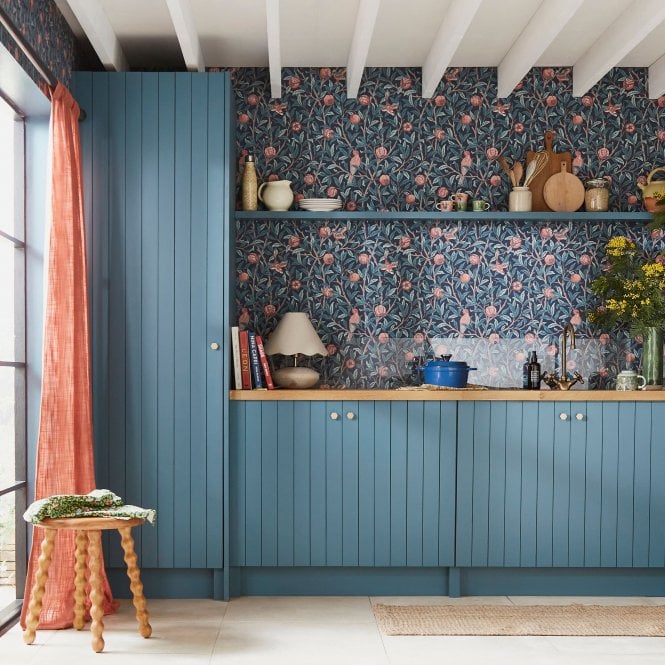 William Morris at Home  Bird & Pomegranate Navy Blue  Wallpaper 124259