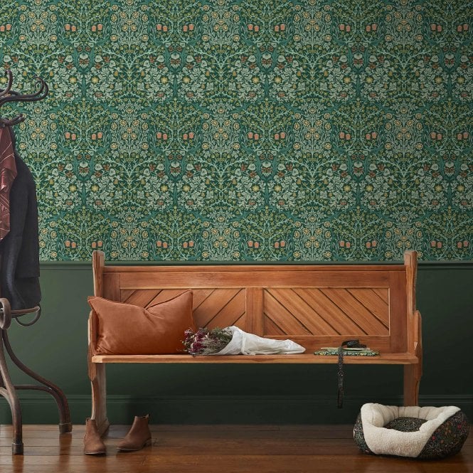William Morris at Home  Blackthorn Deep Green  Wallpaper 124252