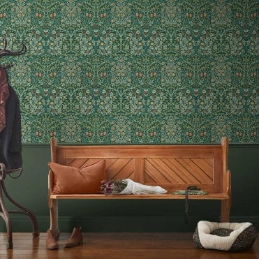 William Morris at Home Blackthorn Deep Green  Wallpaper 124252
