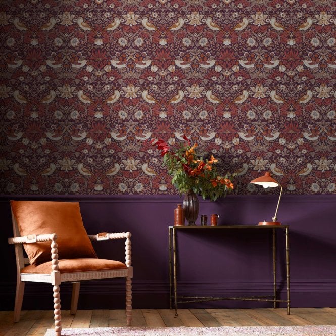 William Morris at Home  Strawberry Thief Plum  Wallpaper 124229