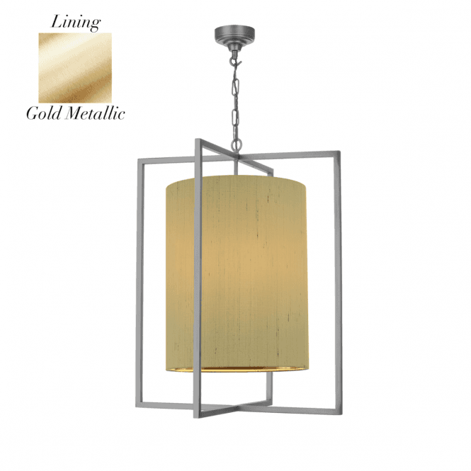 Windsor 3 Light Antique Silver Lantern with Bespoke Sea Mist Gold Shade with Gold Inner